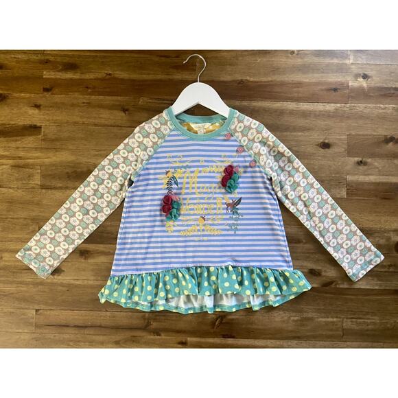 Matilda Jane Once Upon A Time Glimmer Knit Purple Green Floral Stripes Tunic 6 - Picture 2 of 7